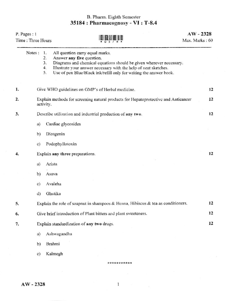 Sem VIII Pharmacognosy VI | PDF