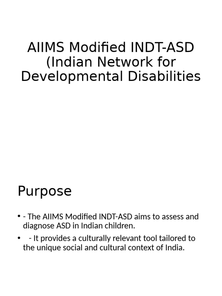AIIMS Modified INDT-ASD for Autism Assessment | PDF