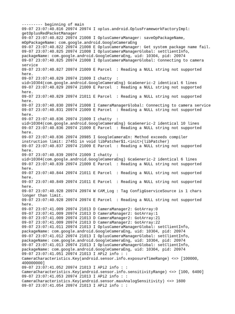 Oplus Camera Manager Log Analysis | PDF | Computing | Computer Engineering