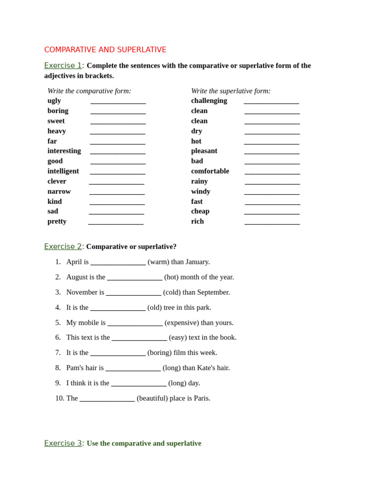 Comparative and Superlative Exercises | PDF | Chess | Chess Theory