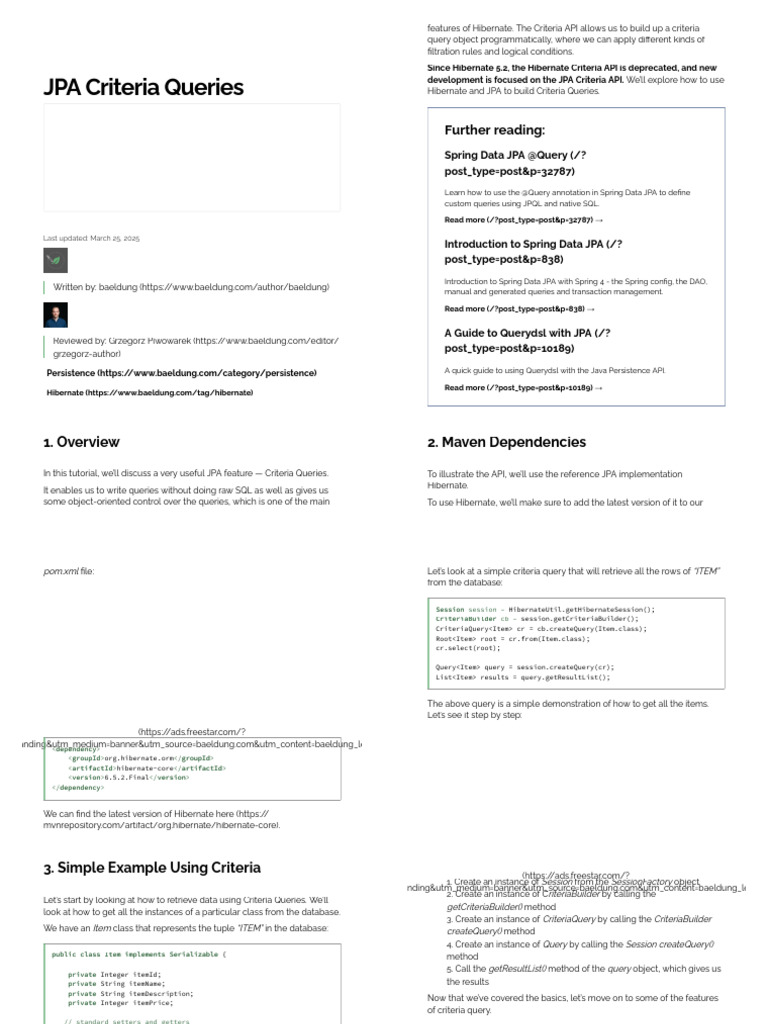 JPA Criteria Queries - Baeldung | PDF | Data Management Software ...