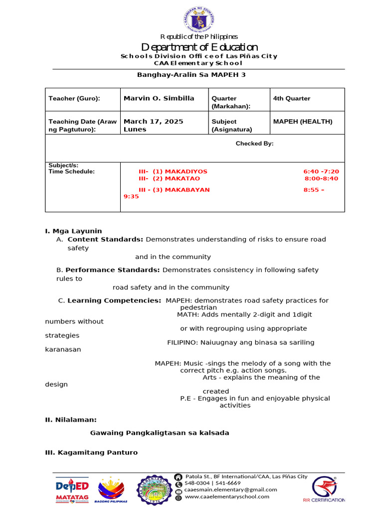 DLP Mapeh | PDF