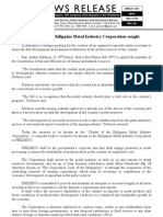 April29.2012 Creation of The Philippine Metal Industry Corporation Sought