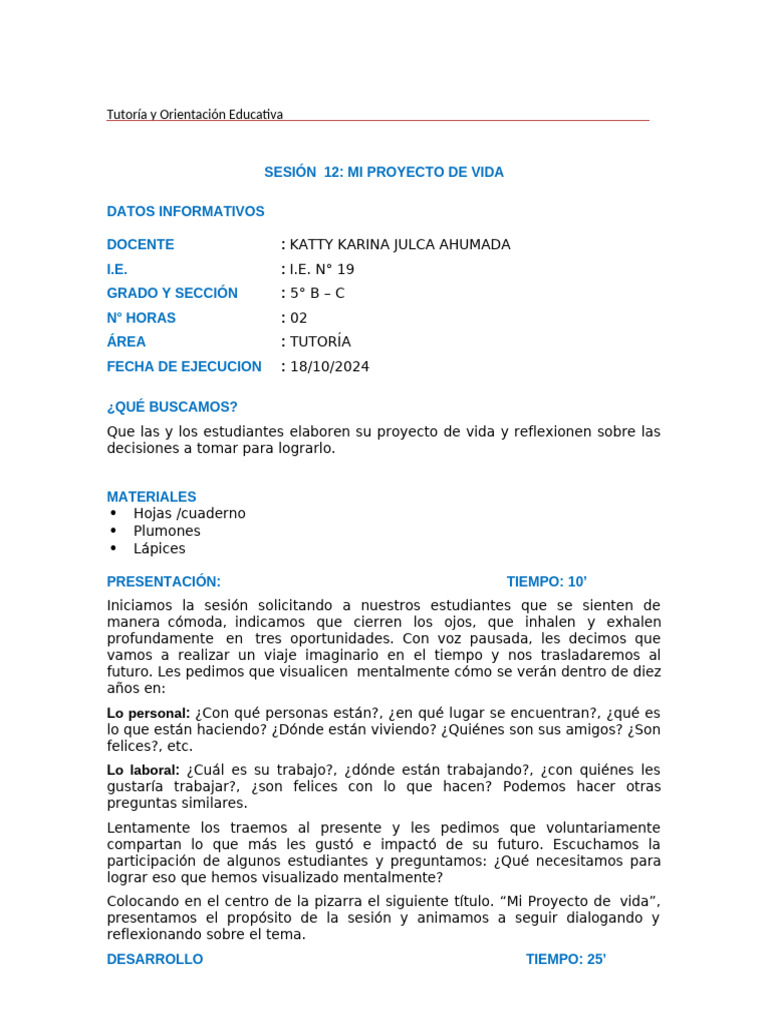 Proyecto de Vida: Guía para Estudiantes | PDF