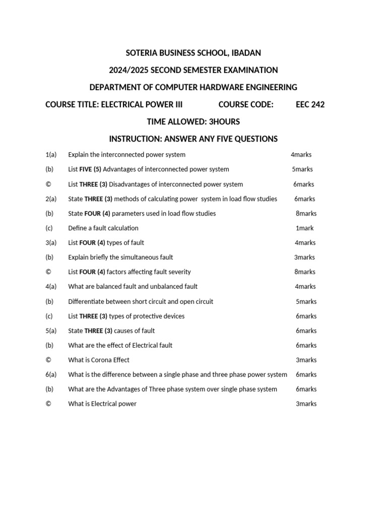 Eec 242 - Electrical Power III | PDF