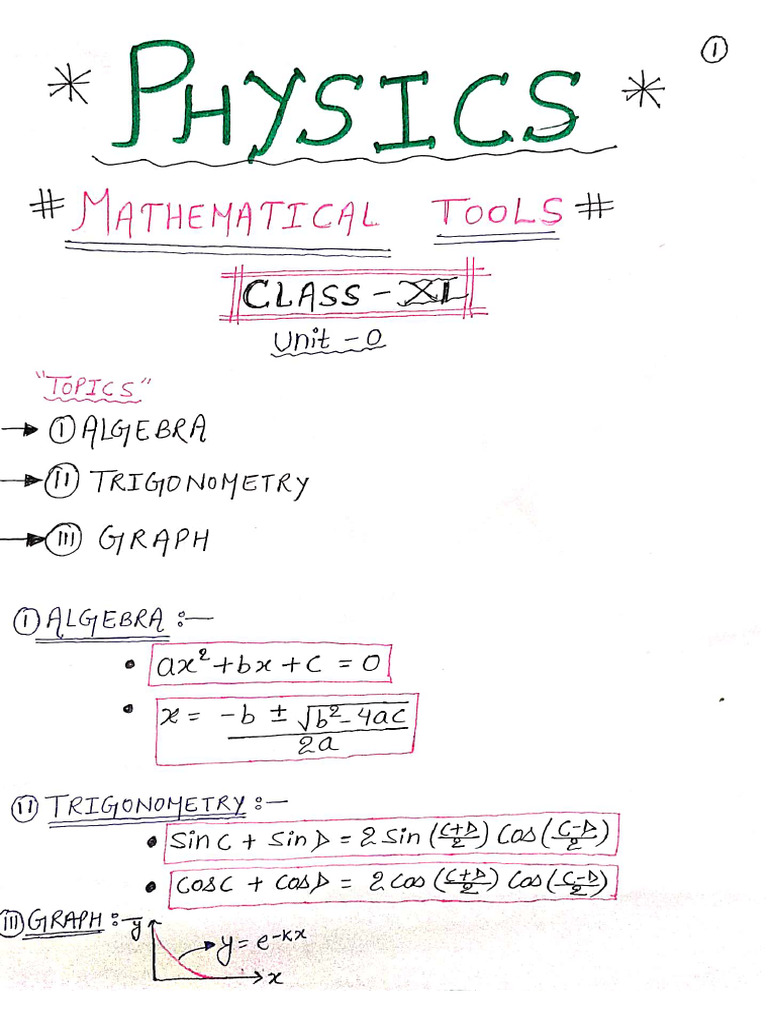 Mathematical Tools (01) Class - 11th Physics PDF | PDF