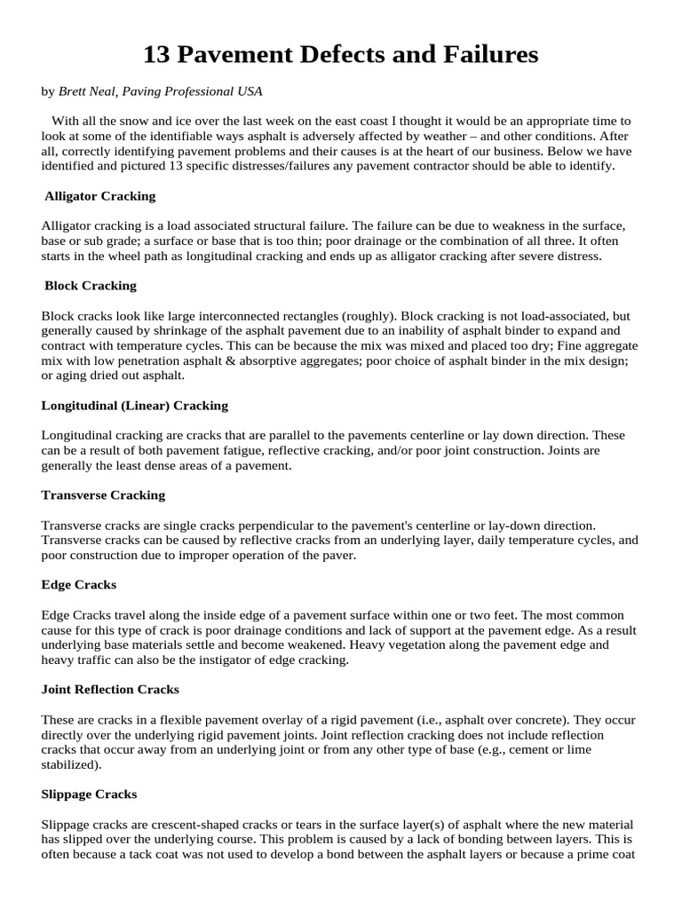 Identifying 13 Pavement Defects | PDF | Road Surface | Materials