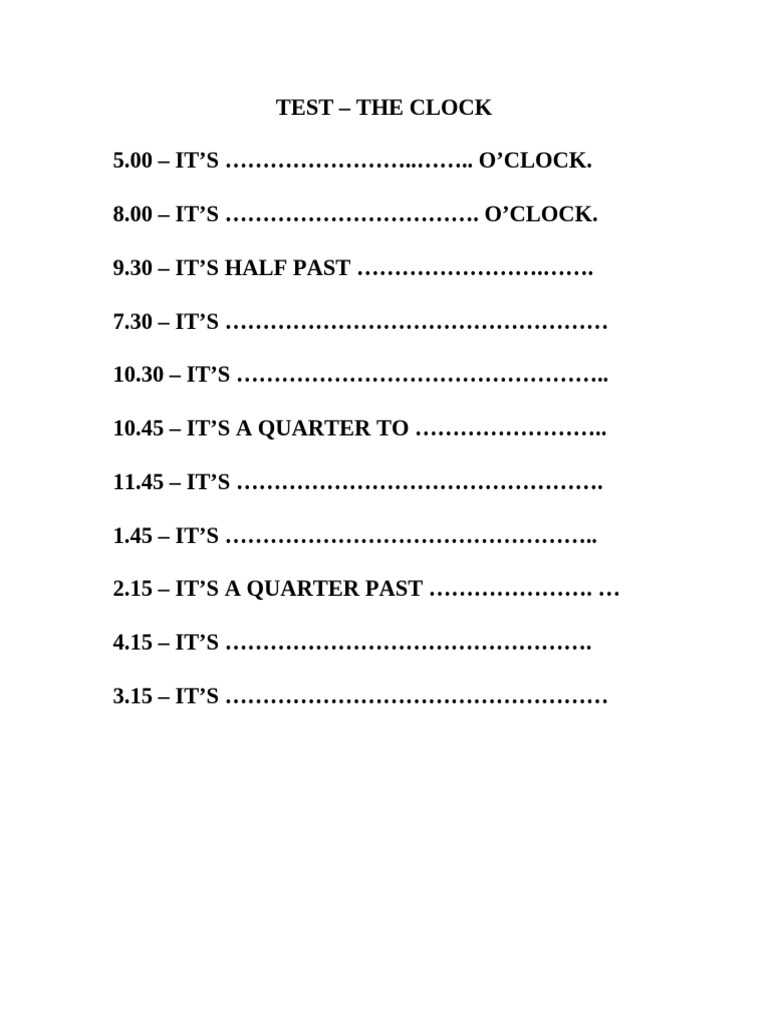 Test Clock | PDF