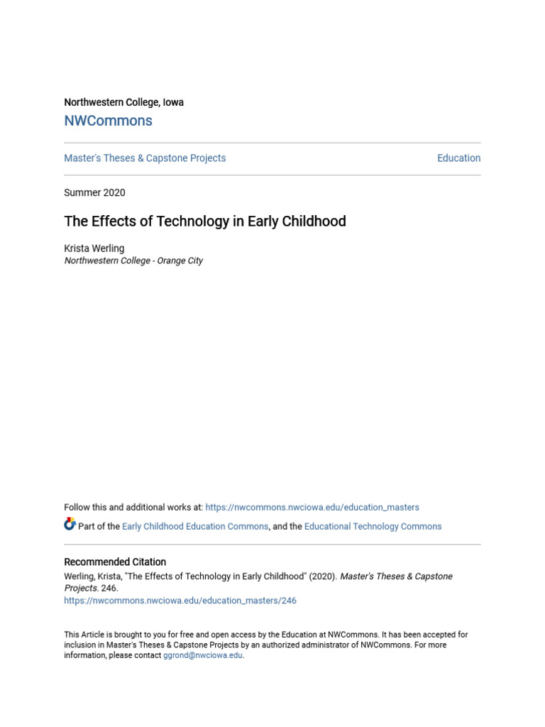 Effects of Technology on Early Childhood | PDF | Attention Deficit ...
