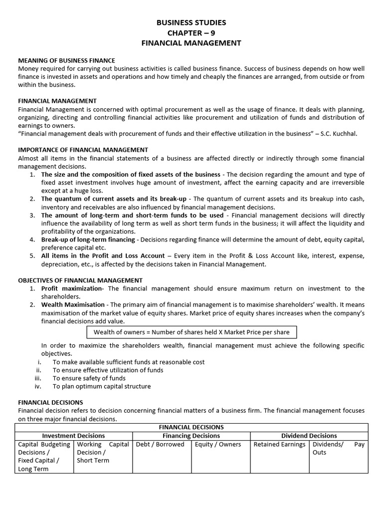 Financial Management Essentials Explained | PDF | Dividend | Capital ...