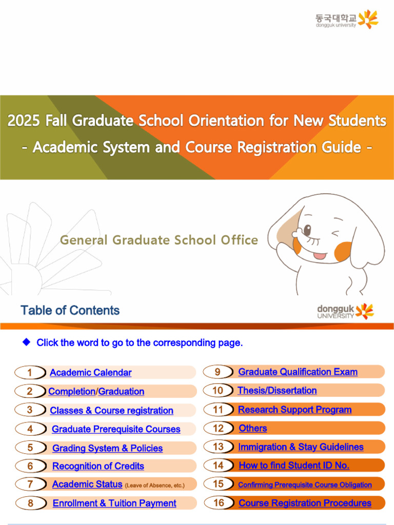 2025 Fall Graduate School Orientation For New Students - English | PDF ...