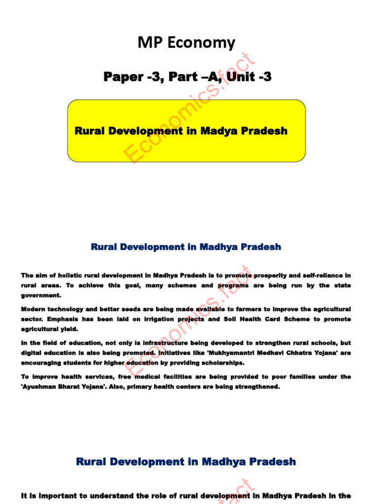 Rural Development Initiatives in Madhya Pradesh | PDF | Economy Of ...