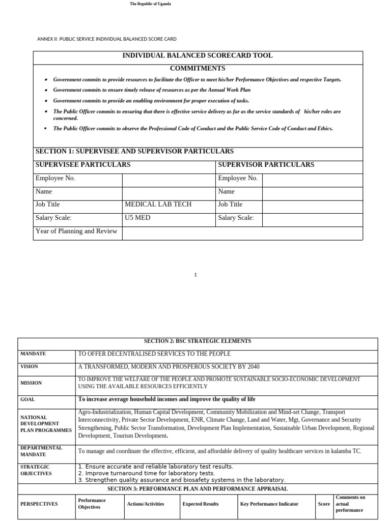 Individual Balanced Scorecard for Public Service | PDF | Quality ...
