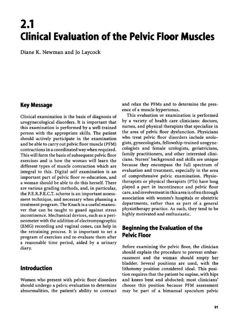 Pelvic Floor Muscle Clinical Evaluation | PDF | Pelvis