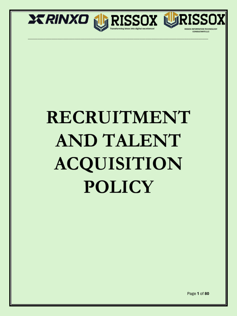 Recruitment and Talent Acquisition Policy | PDF | Recruitment | Employment