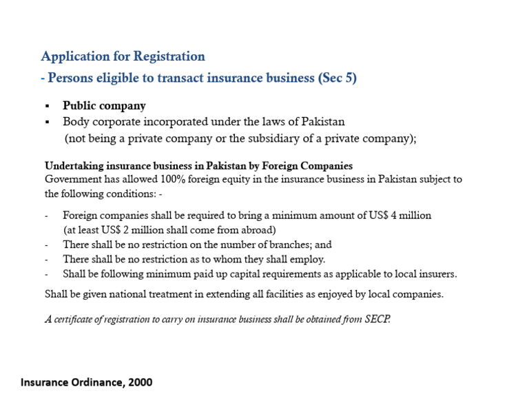 Notes On Insurance Ordinance 8 | PDF