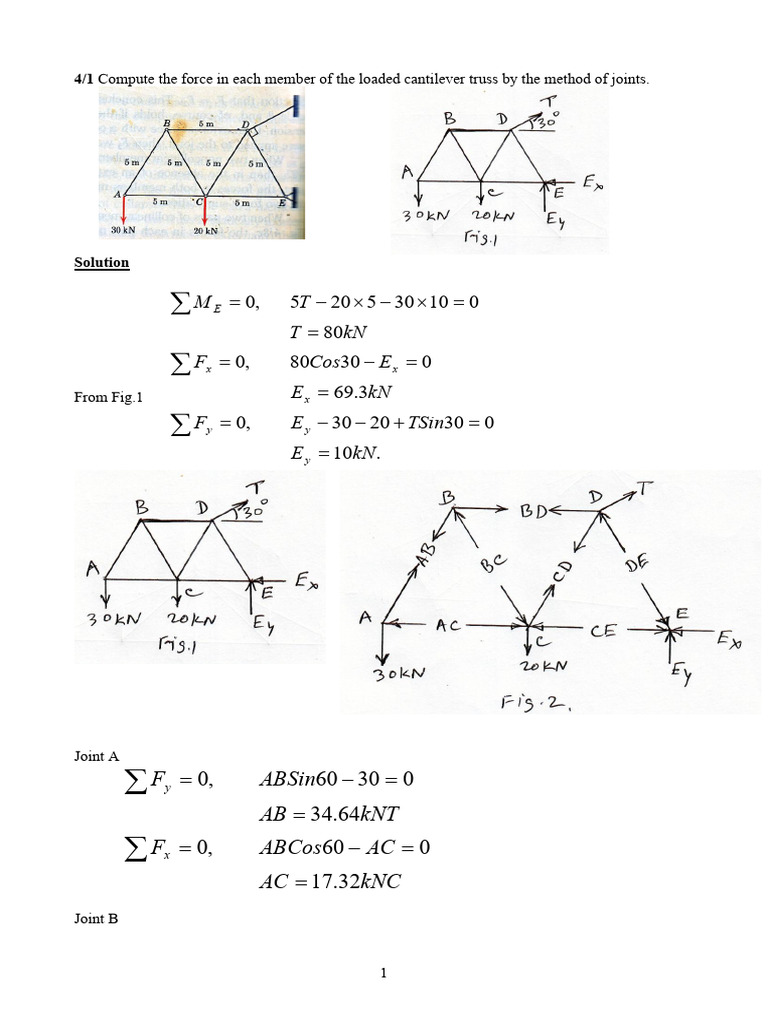 Forces in Cantilever Truss Members | PDF | Structural Engineering ...