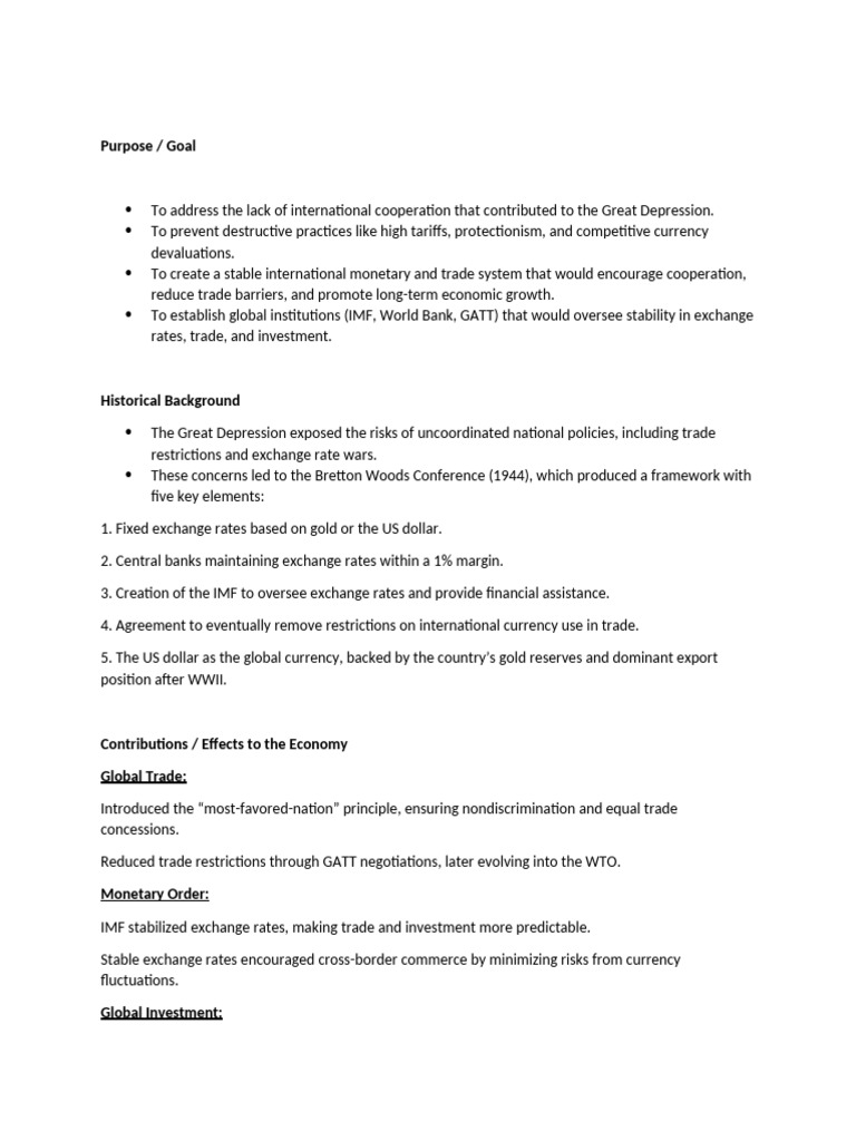 Bretton Woods System Overview | PDF