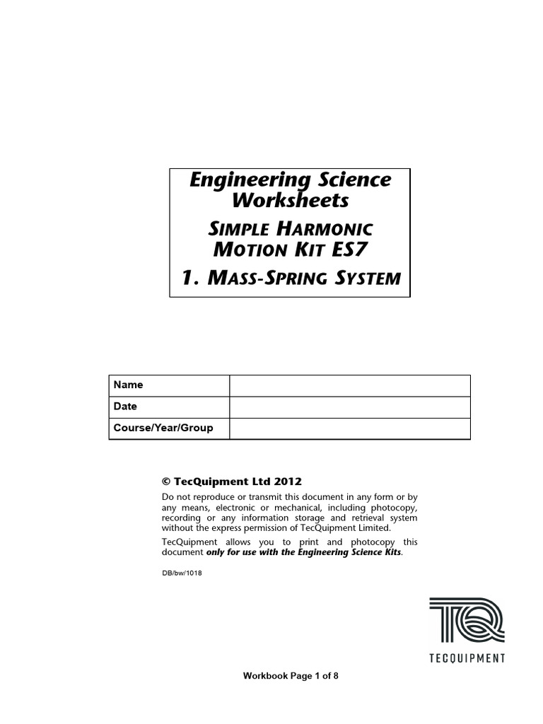 ES7 Exp 1 - Mass Spring 1018 | PDF | Mass