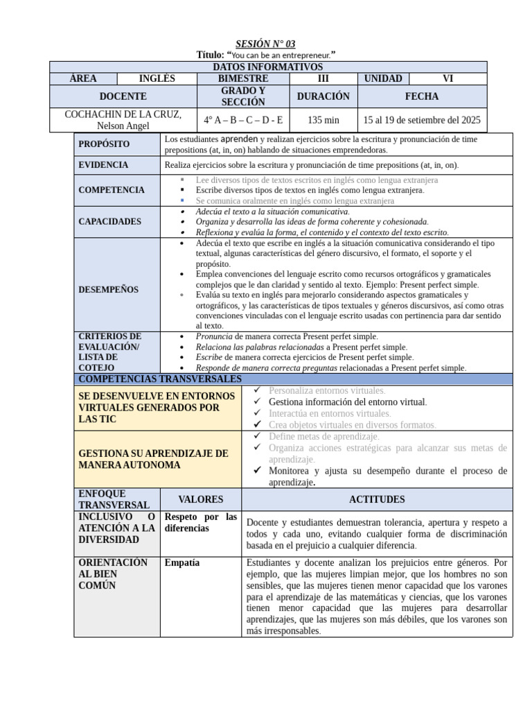 Leson Plan 3 | PDF | Aprendizaje | Cognición