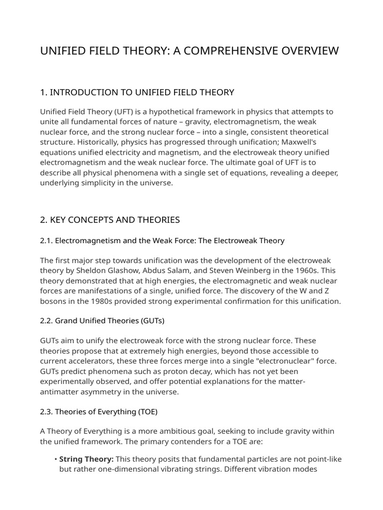 Electroweak Theory in Unified Field Theory | PDF | Force | Quantum Gravity