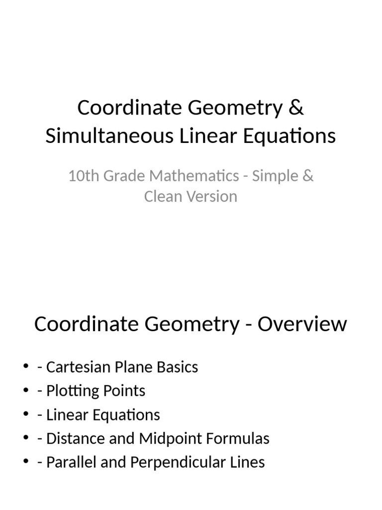 10th Grade Coordinate Geometry Guide | PDF