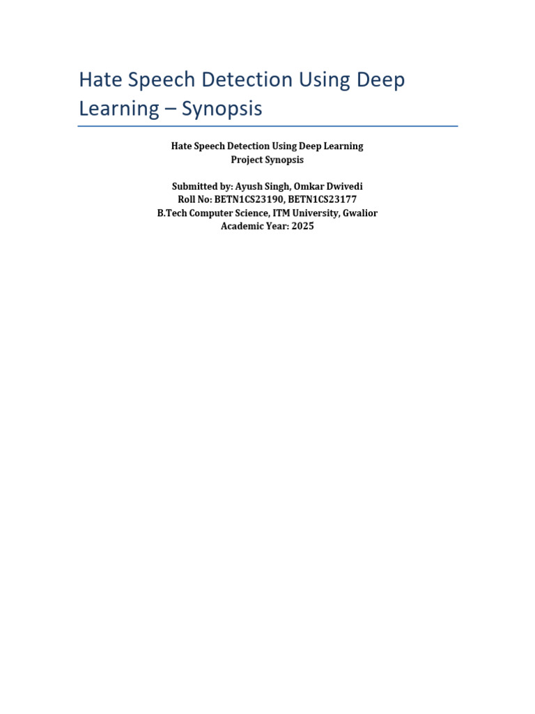 Deep Learning for Hate Speech Detection | PDF | Deep Learning | Learning