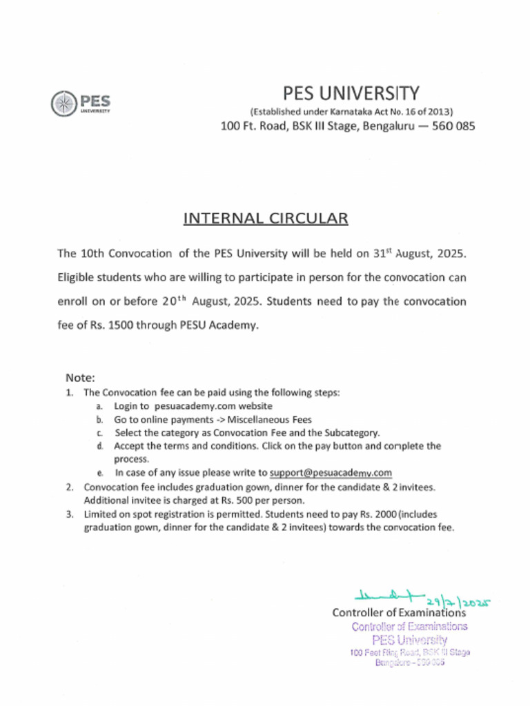 Convocation 2025 Circular | PDF