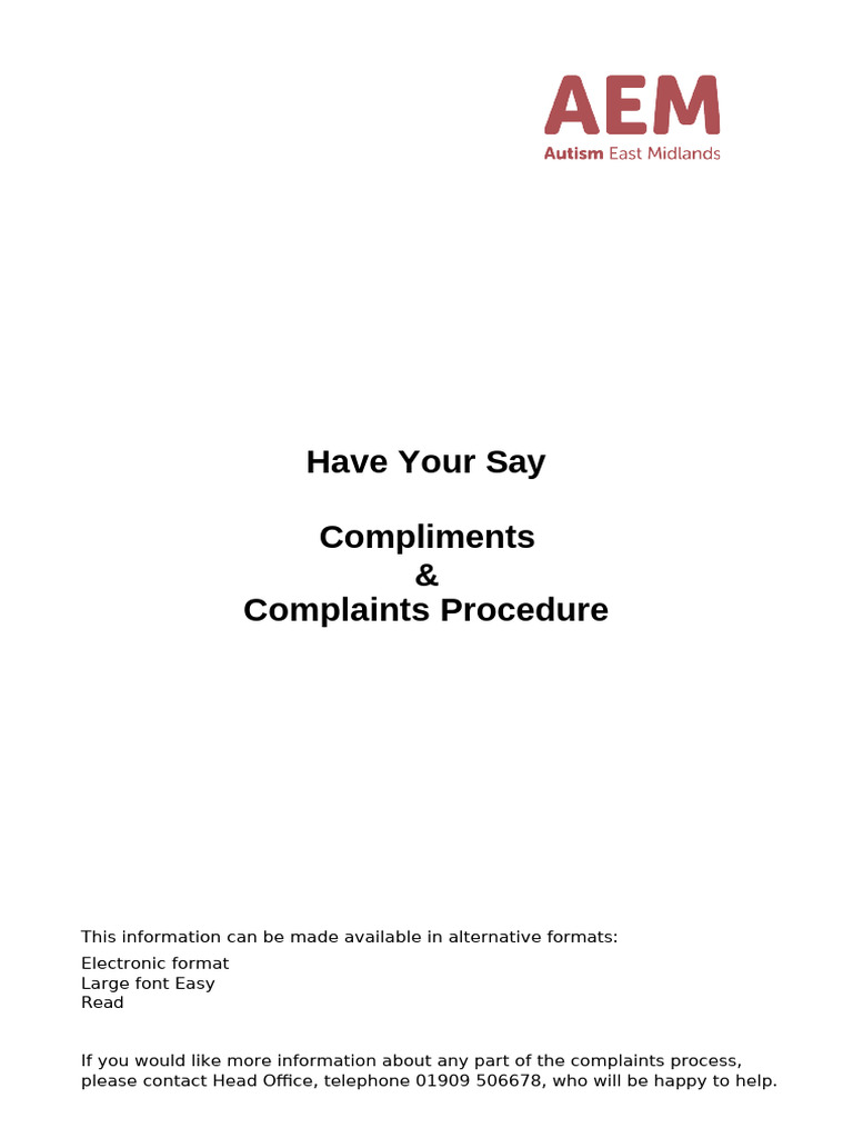 Have Your Say Compliments Complaints Procedure September 2024 | PDF ...
