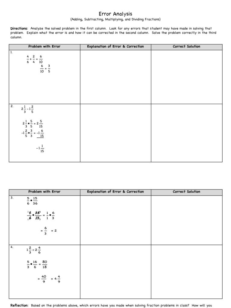Fraction Error Analysis and Solutions | PDF