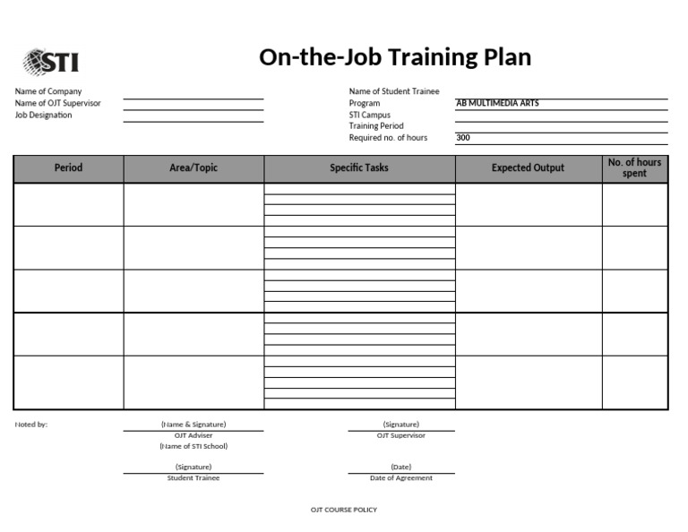 OJT Training Plan Template Guide | PDF