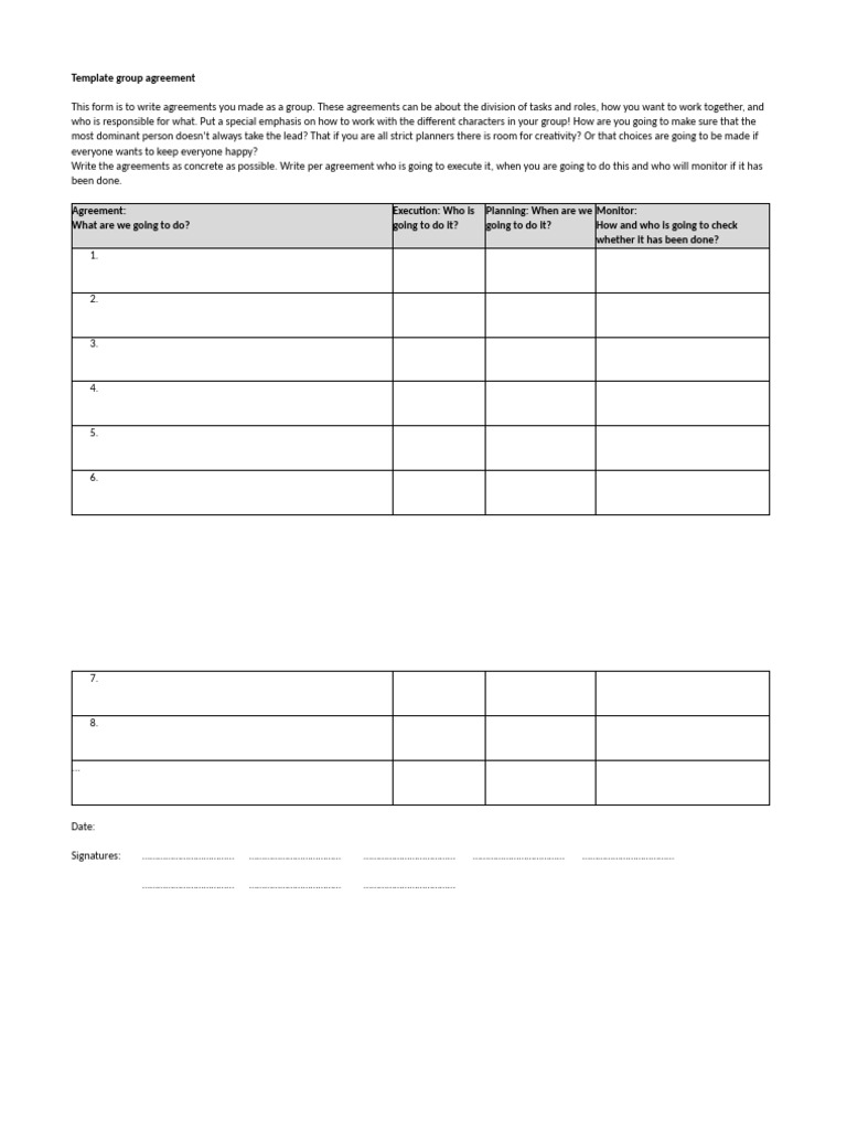 11.template For The Group Agreement | PDF