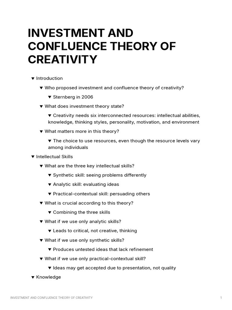 Investment and Confluence Theory Explained | PDF | Creativity ...