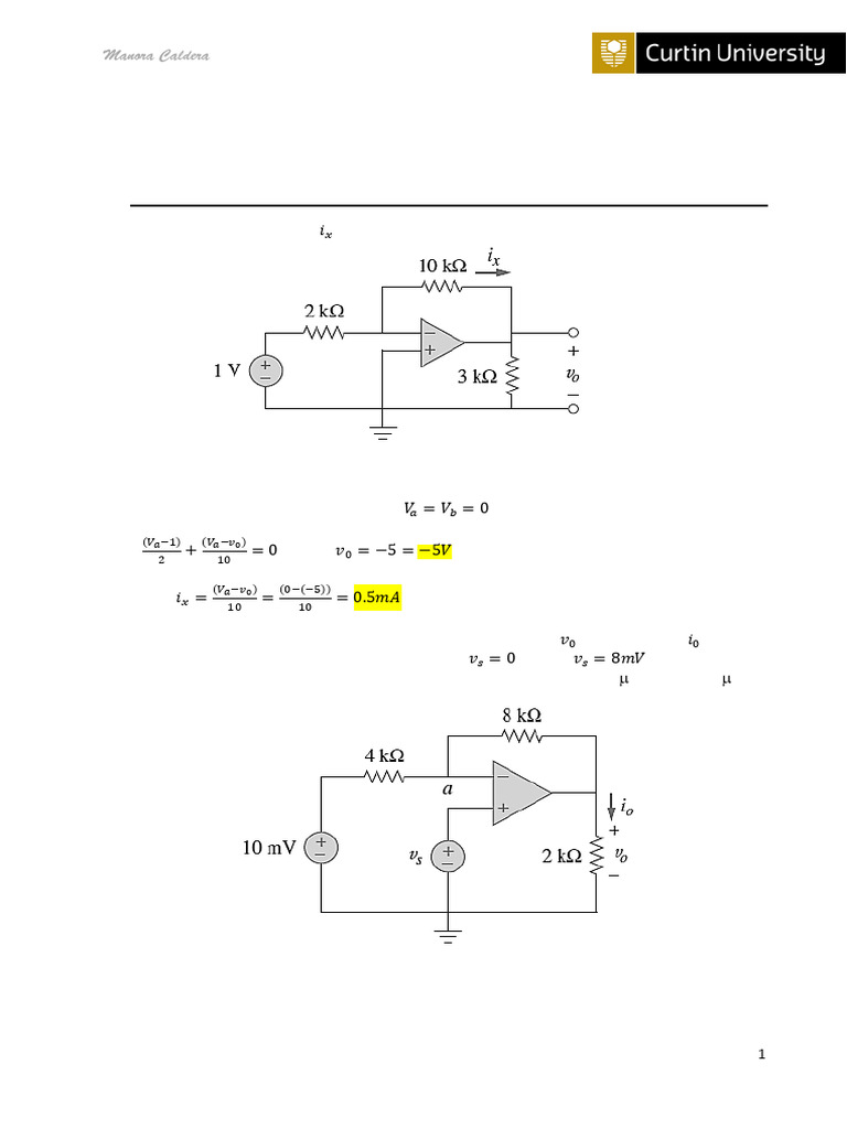 Ideal Op Amp Circuit Analysis Guide | PDF | Operational Amplifier ...