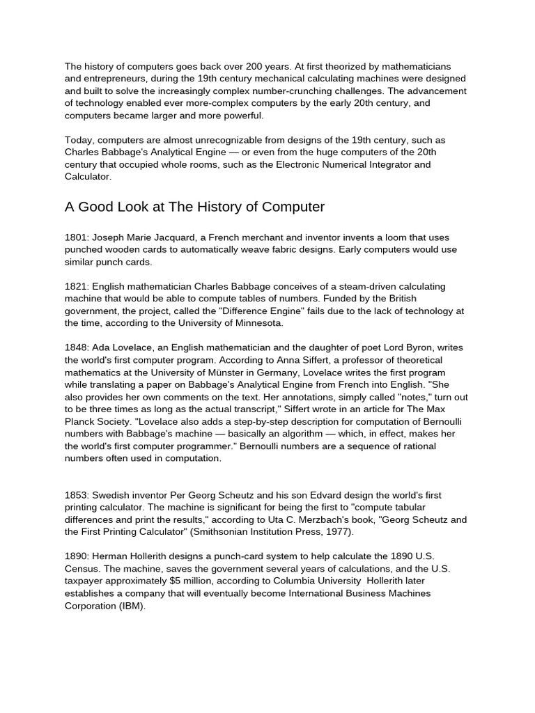 Evolution of Computer Technology History | PDF | Computing | Computer ...