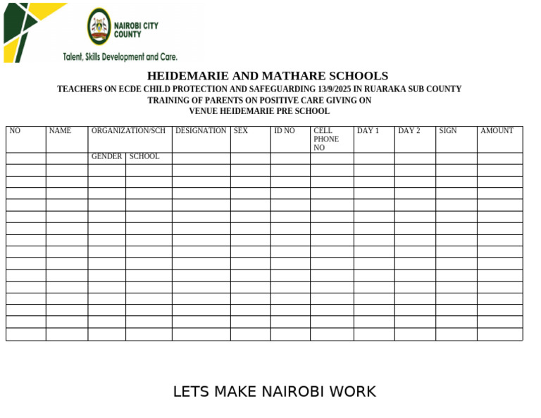 ECDE Child Protection Training in Nairobi | PDF