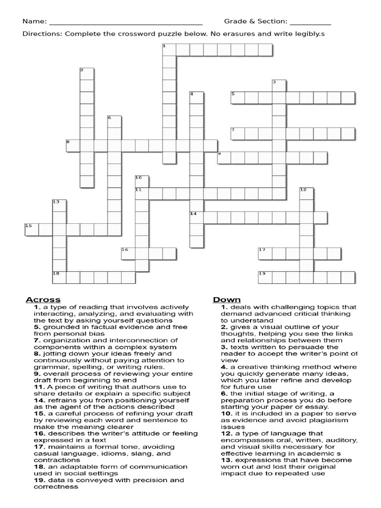 Crossword Puzzle EAPP | PDF