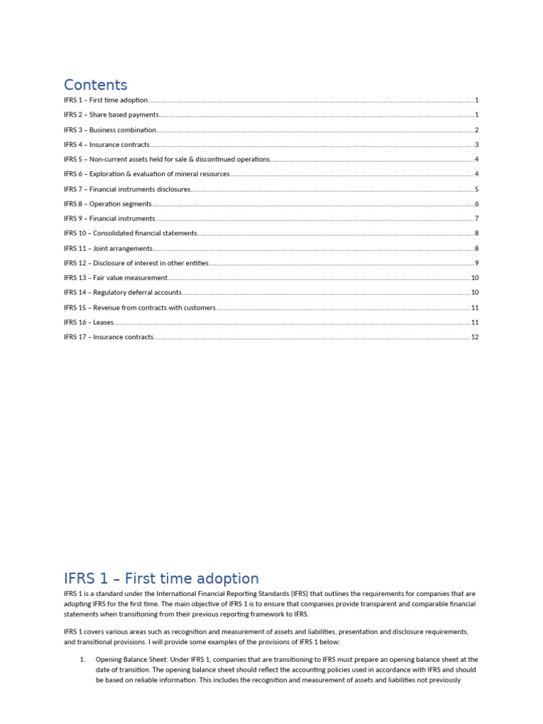 Overview of IFRS Standards and Provisions | PDF | Fair Value ...