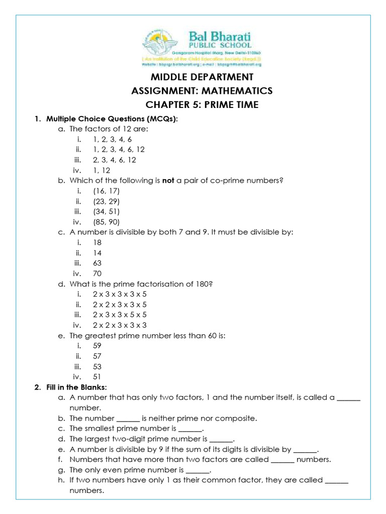 Case-Based Math Questions for Class 6 | PDF | Prime Number | Numbers