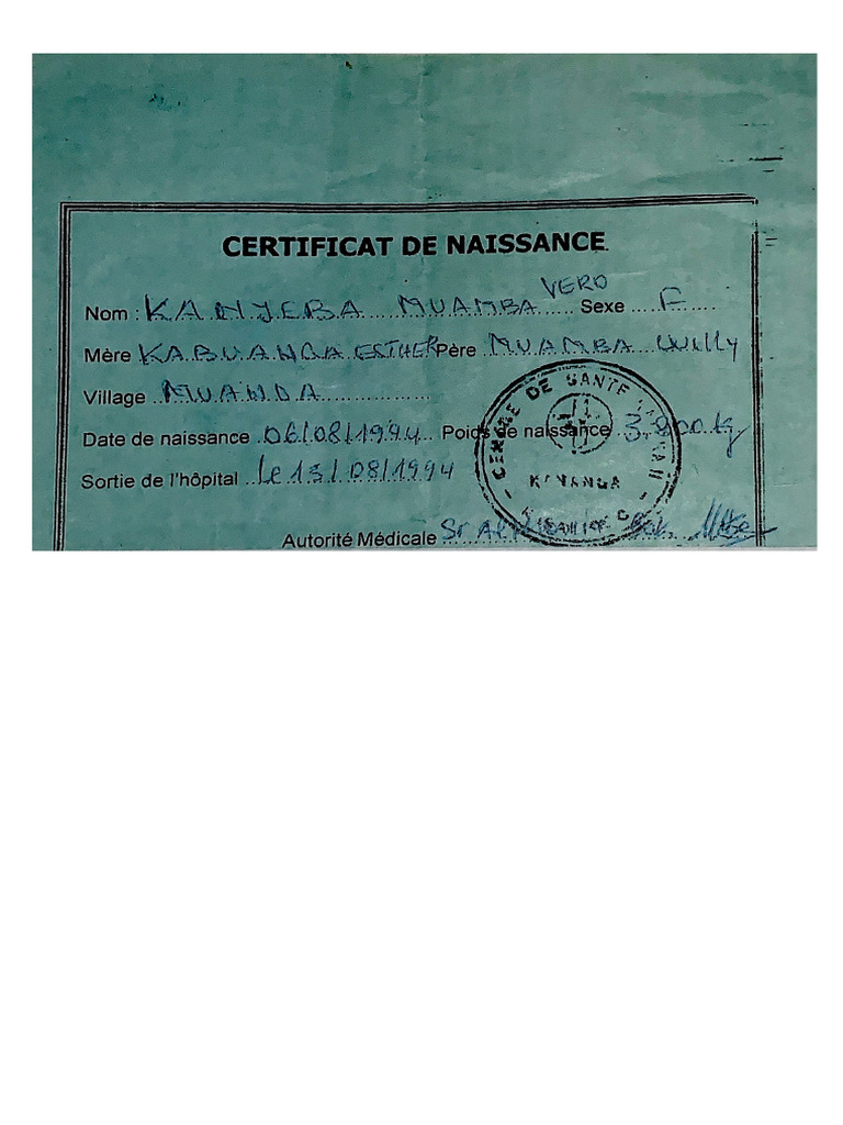 Certificat de Naissance | PDF