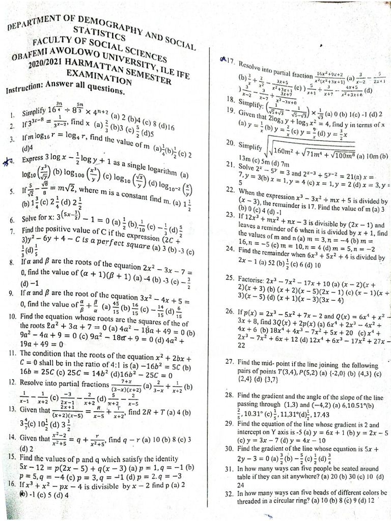 SSC105 2020 - 21 Past QST | PDF