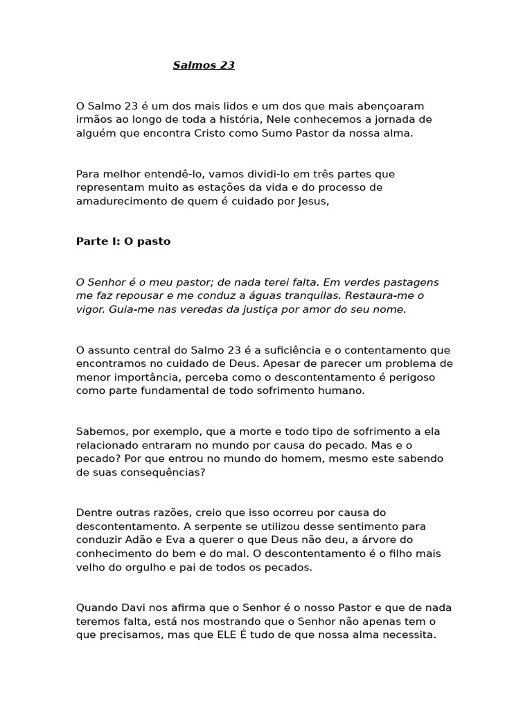 salmos 23 | PDF | Deus | Pecado