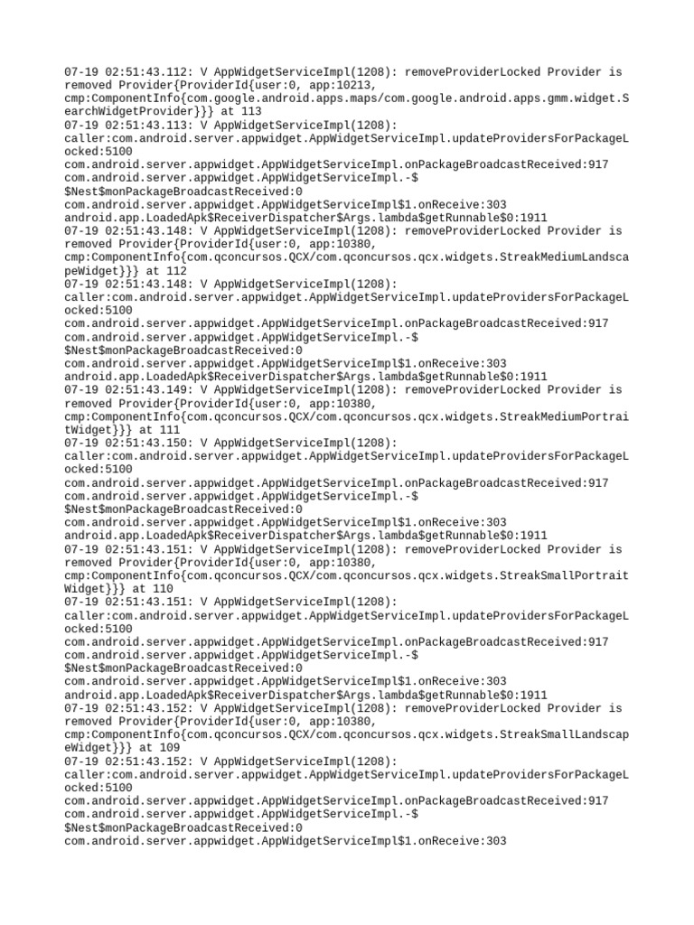 AppWidgetProvider Removal Log | PDF | Smart Devices | Embedded Linux