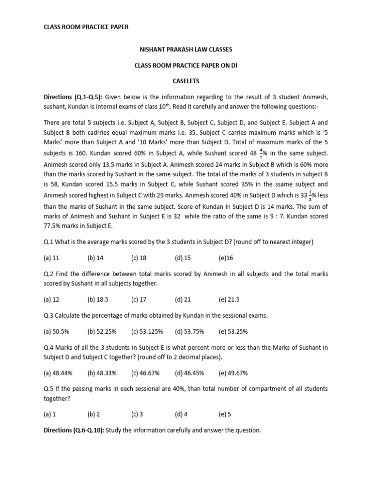 Class 10 Practice Paper Analysis | PDF | Arithmetic | Elementary ...