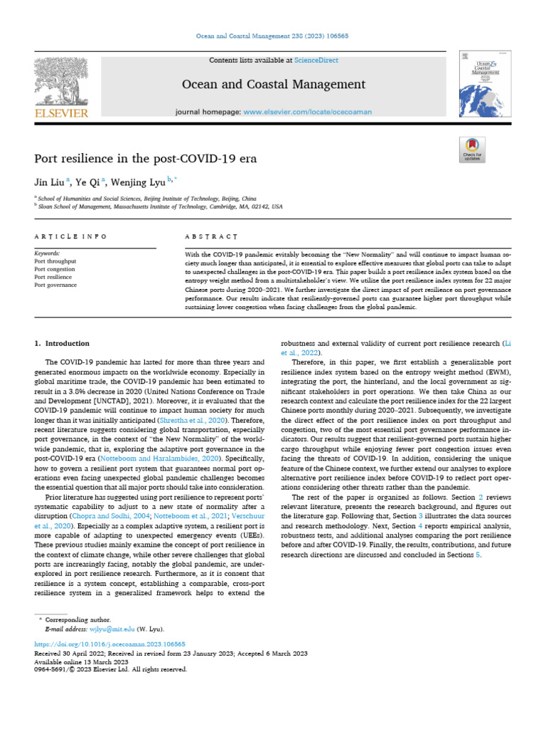 后 COVID-19 时代的港口弹性Port Resilience in the Post-COVID-19 Era | PDF ...