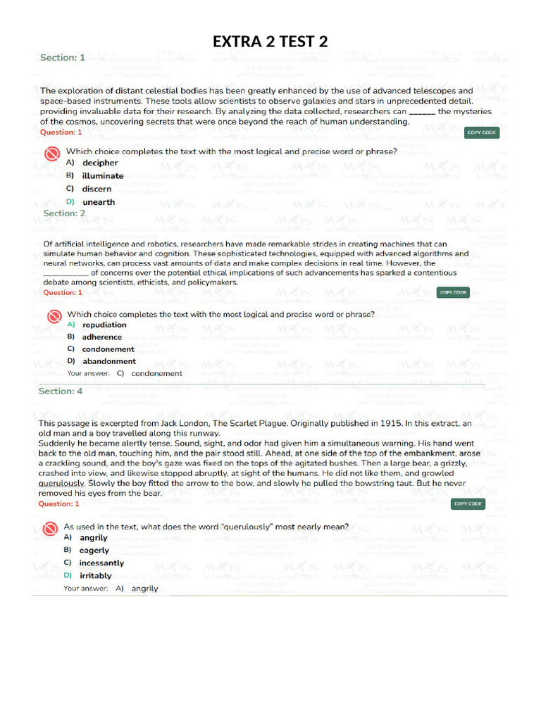 Extra 2 Test 2 | PDF