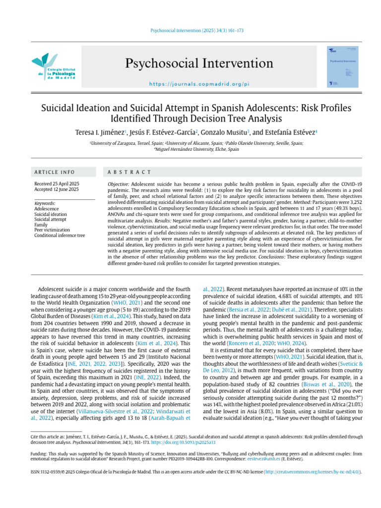 Risk Profiles for Adolescent Suicidality | PDF | Suicide | Cyberbullying