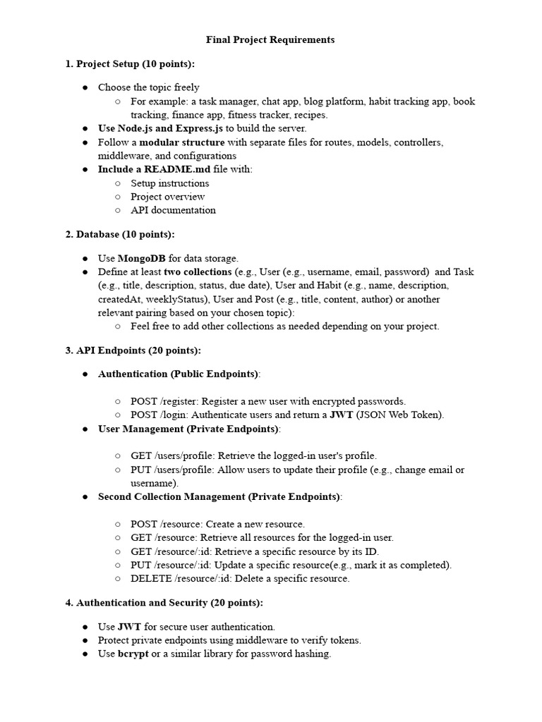 Final Project Requirements for Node.js App | PDF | Password | User ...