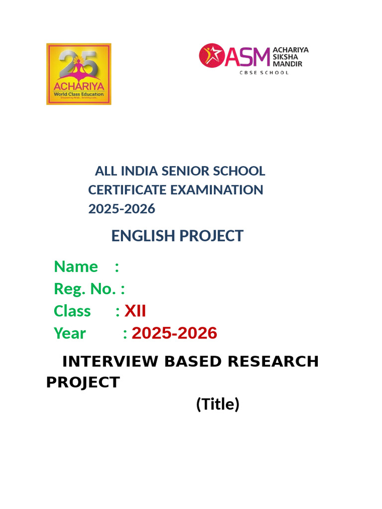 English Project Submission 2025-2026 | PDF