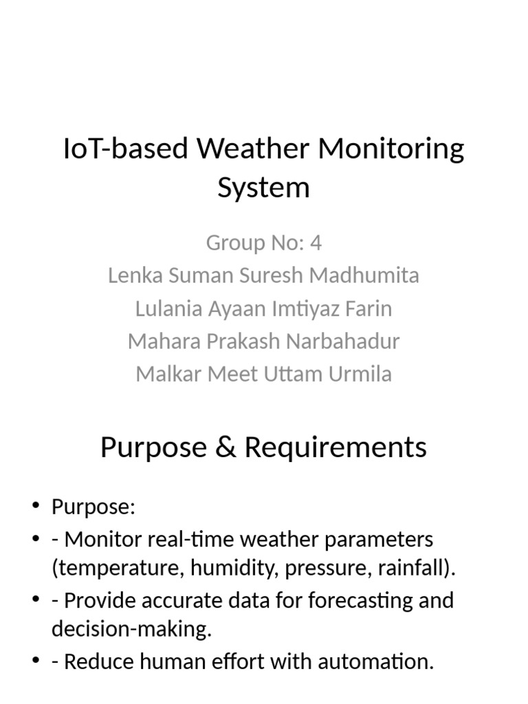 IoT Weather Monitoring System Overview | PDF | Internet Of Things | Weather